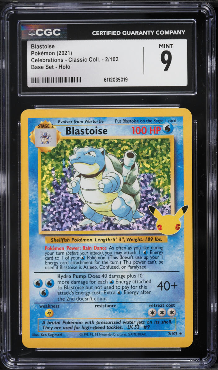 2021 Pokemon Sword & Shield Celebrations Holo Blastoise #2 CGC 9 MINT