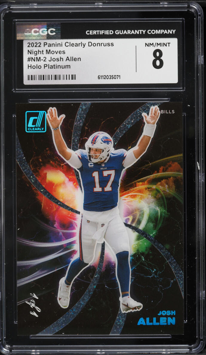 2022 Clearly Donruss Night Moves Holo Platinum Josh Allen 1/1 #NM-2 CGC 8 NM-MT