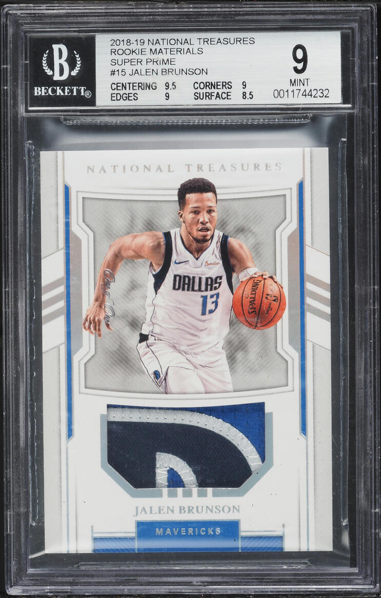 2018 National Treasures Super Prime Jalen Brunson ROOKIE PATCH 1/1 #RM-JBR BGS 9 MINT