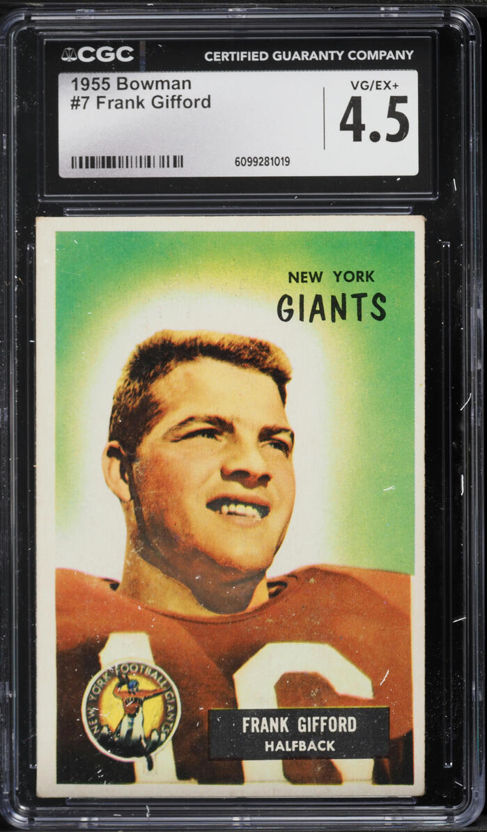 1955 Bowman Football Frank Gifford #7 CGC 4.5 VGEX+ on Fanatics
