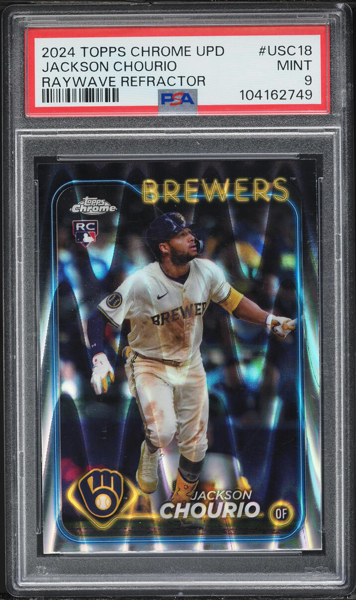2024 Topps Chrome Update Raywave Refractor Jackson Chourio ROOKIE #USC18 PSA 9 MINT