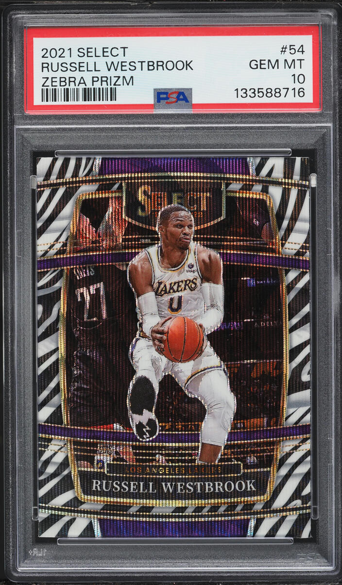 2021 Select Conocurse Zebra Prizm Russell Westbrook #54 PSA 10 GEM