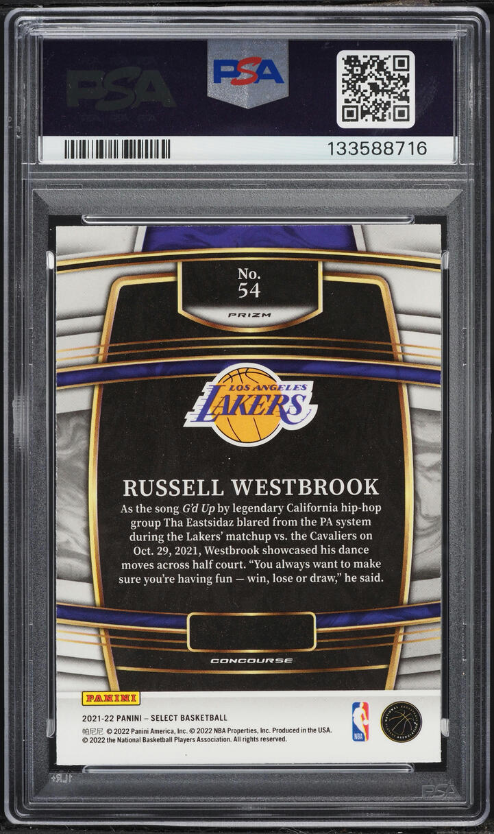 その他 21-22 NBA select RUSSELL WESTBROOK zebra 2021 Select Conocurse Zebra Prizm Russell Westbrook #54 PSA 10 GEM