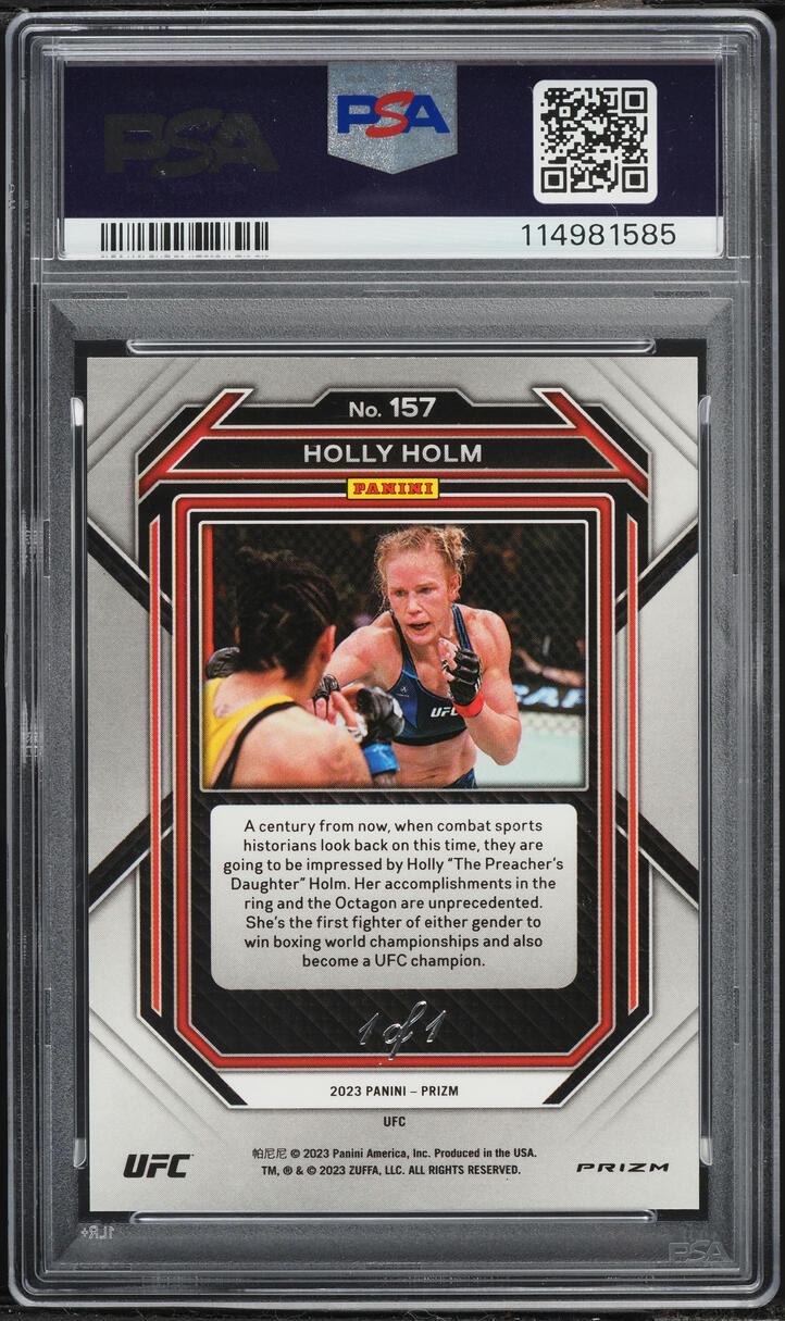 2023 Panini Prizm UFC Black Holly Holm 1/1 #157 PSA AUTH