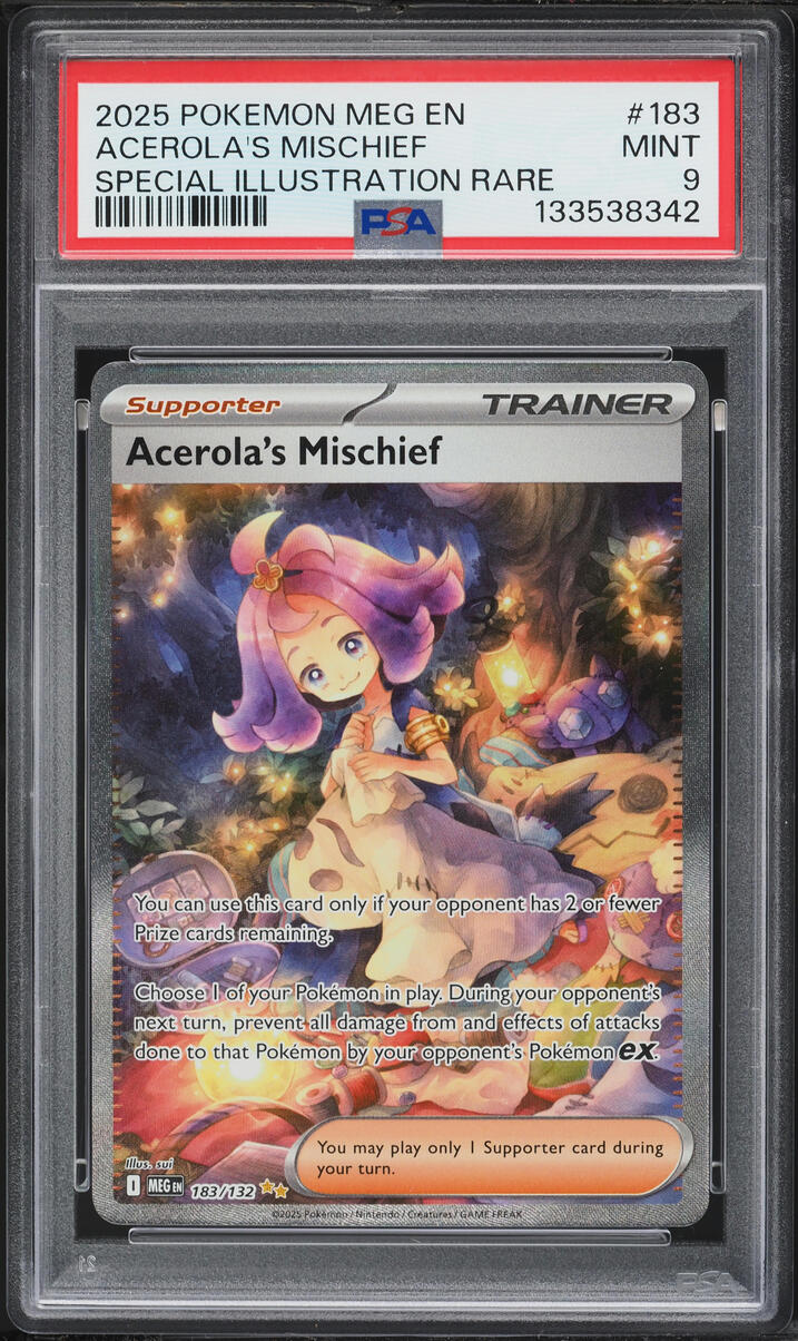 2025 Pokemon Mega Evolution SIR Acerola's Mischief #183 PSA 9 MINT