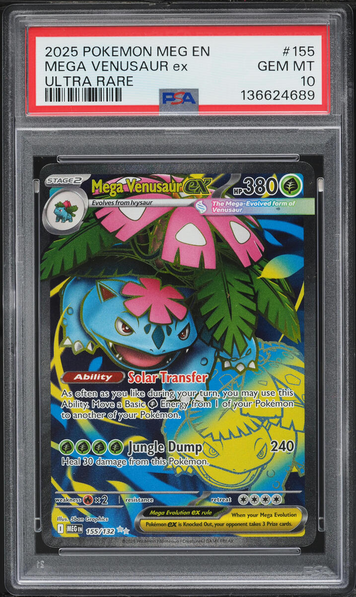 2025 Pokemon Mega Evolution Full Art Mega Venusaur Ex #155 PSA 10 GEM MINT