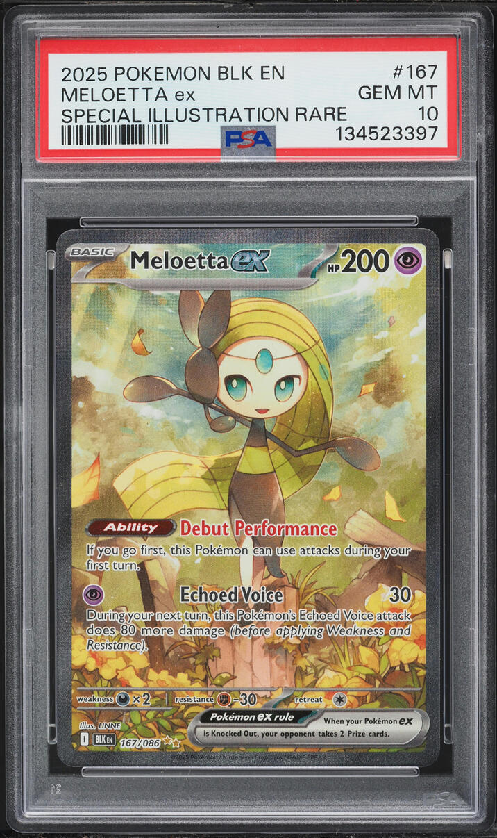 2025 Pokemon Black Bolt SIR Meloetta Ex #167 PSA 10 GEM MINT