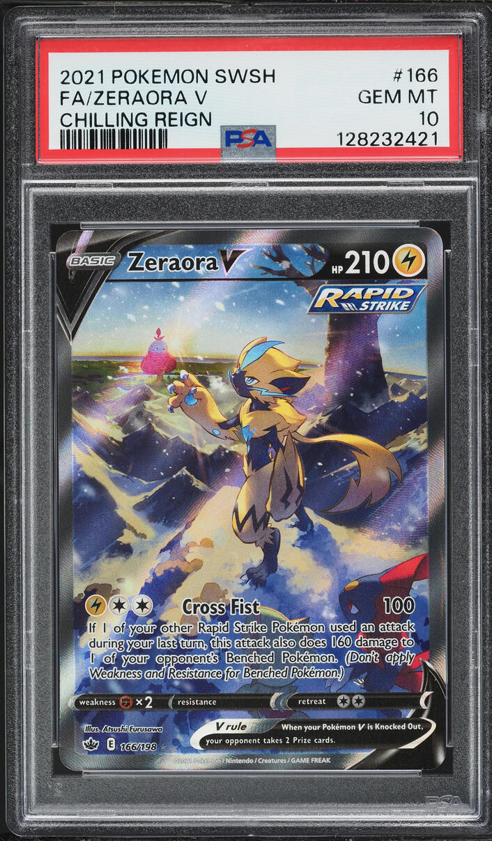 2021 Pokemon Sword & Shield Chilling Reign Alt Art Zeraora V #166 PSA 10 GEM MINT