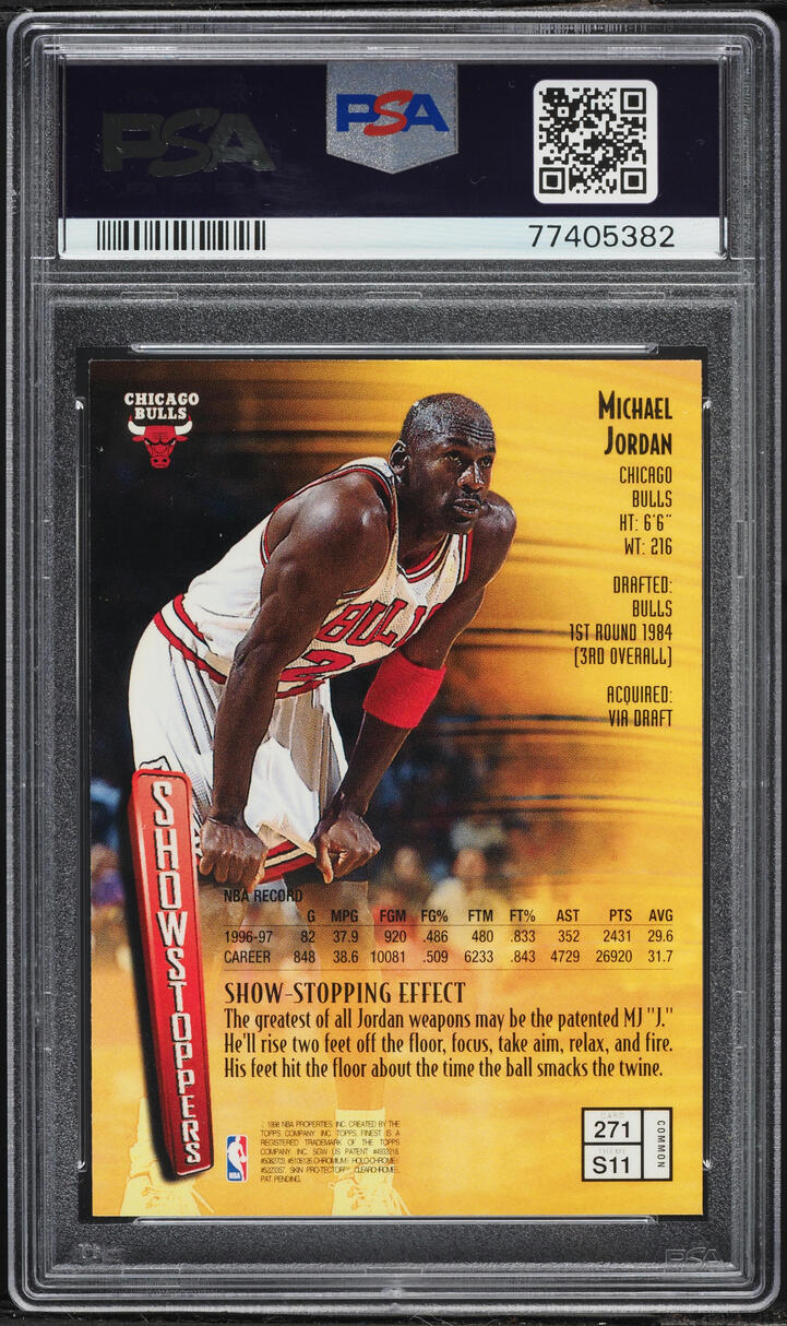 1997 Finest Basketball w/ Coating Michael Jordan #271 PSA 8 NM-MT