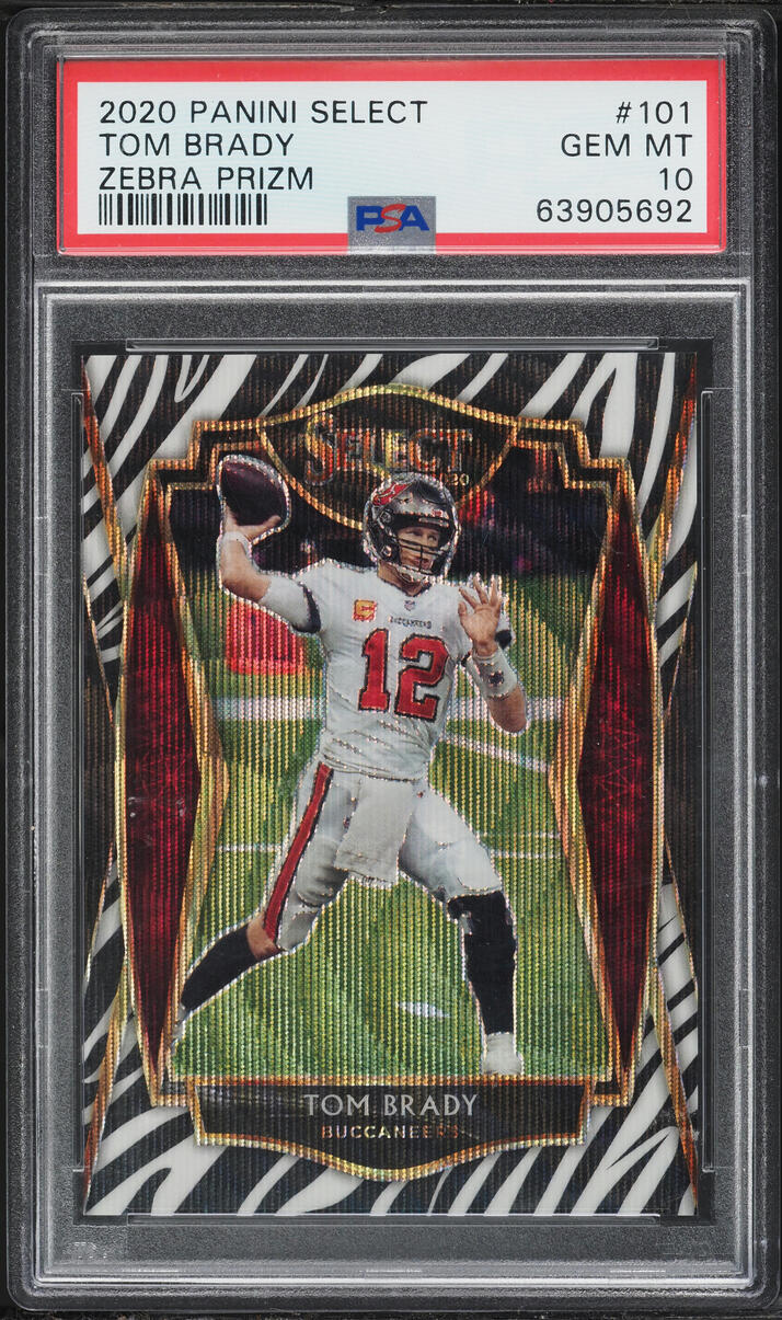 2020 Select Premier Level Zebra Prizm Tom Brady #101 PSA 10 GEM MINT