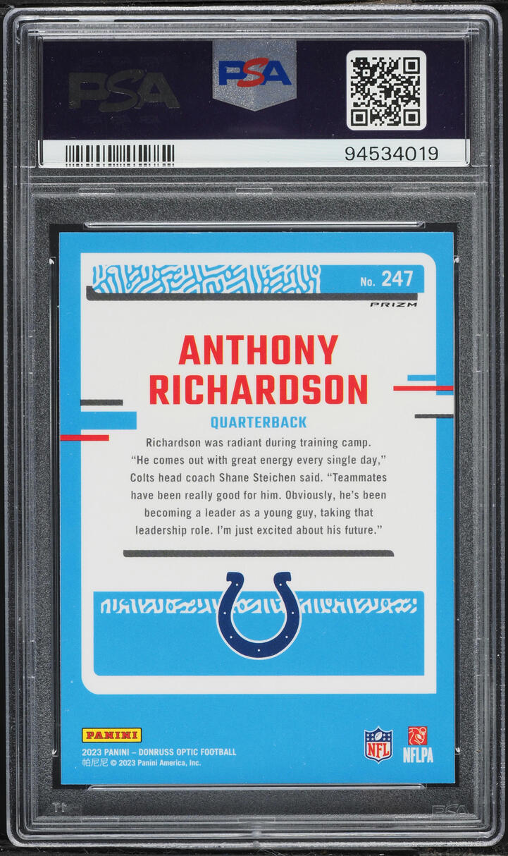 2023 Donruss Optic Green Hyper Anthony Richardson ROOKIE #247 PSA 10 GEM MINT