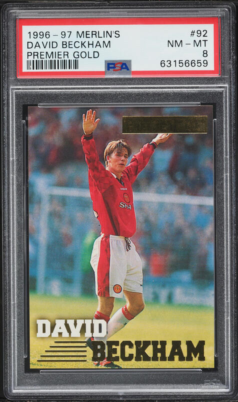 1996 Merlin's Premier Gold David Beckham ROOKIE #92 PSA 9 MINT on
