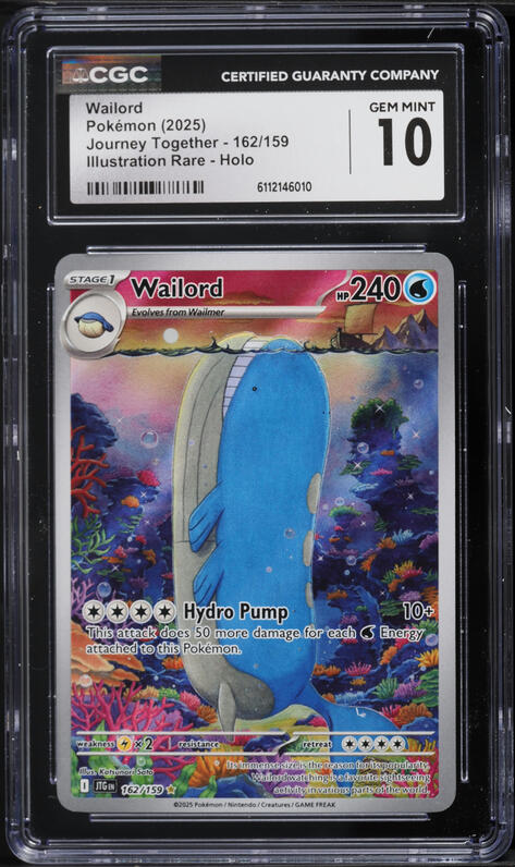 2025 Pokemon Scarlet & Violet Journey Together IR Wailord #162 CGC 10 GEM MINT