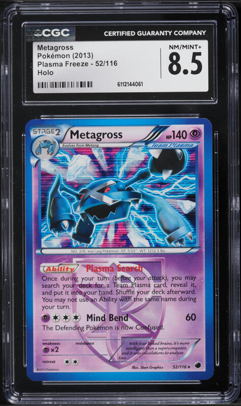 2013 Pokemon Black & White Plasma Freeze Holo Metagross #52 CGC 8.5 NM-MT+