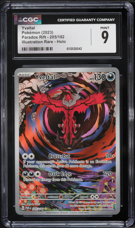 2023 Pokemon Scarlet & Violet Paradox Rift IR Yveltal #205 CGC 9 MINT