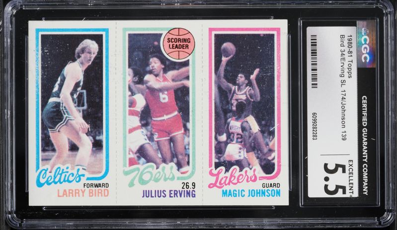 1996 Finest Reprint w/ Coating Larry Bird Julius Erving Magic