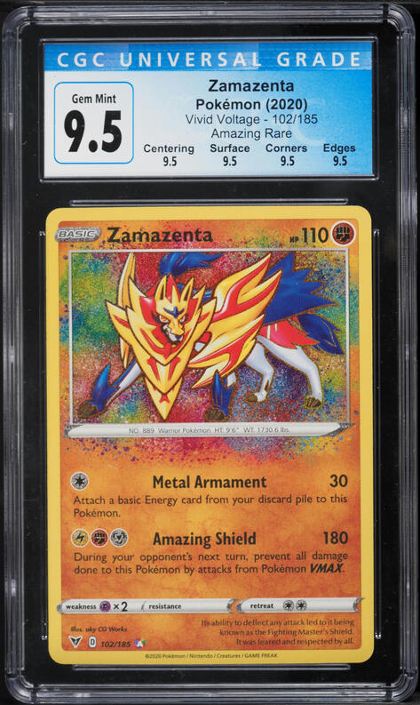 2020 Pokemon Sword & Shield Vivid Voltage Amazing Rare Zamazenta #102 CGC 10 GEM MINT