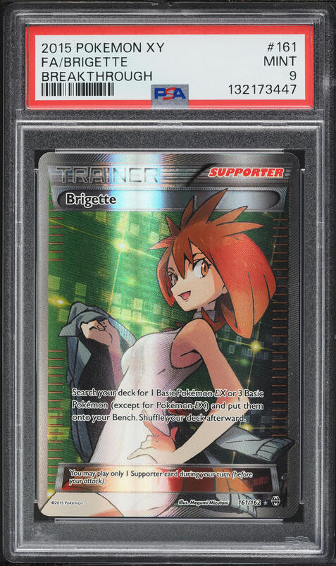 2015 Pokemon XY BREAKthrough Full Art Brigette #161 PSA 9 MINT