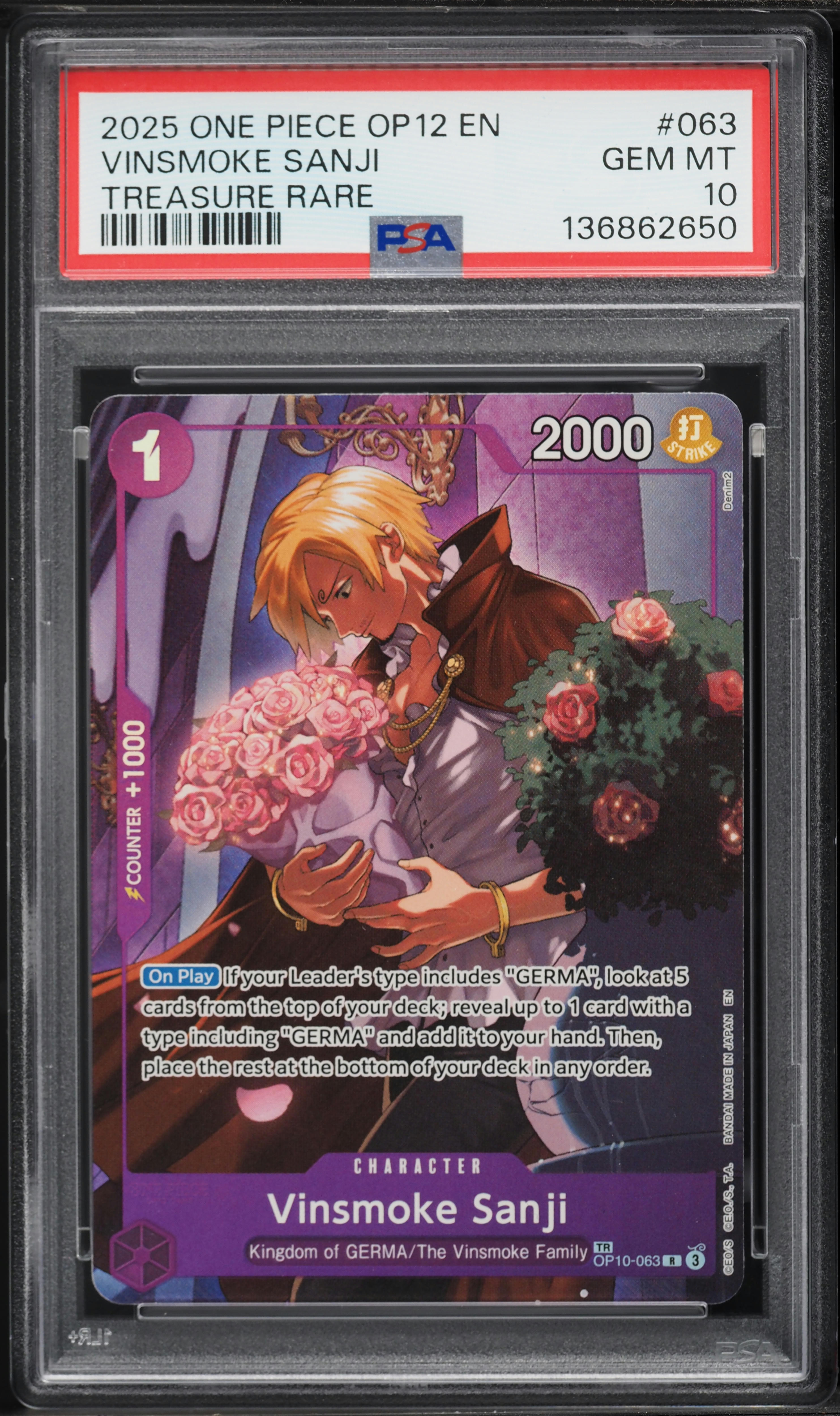 2025 One Piece Legacy Of The Master Treasure Rare Alt Art Vinsmoke