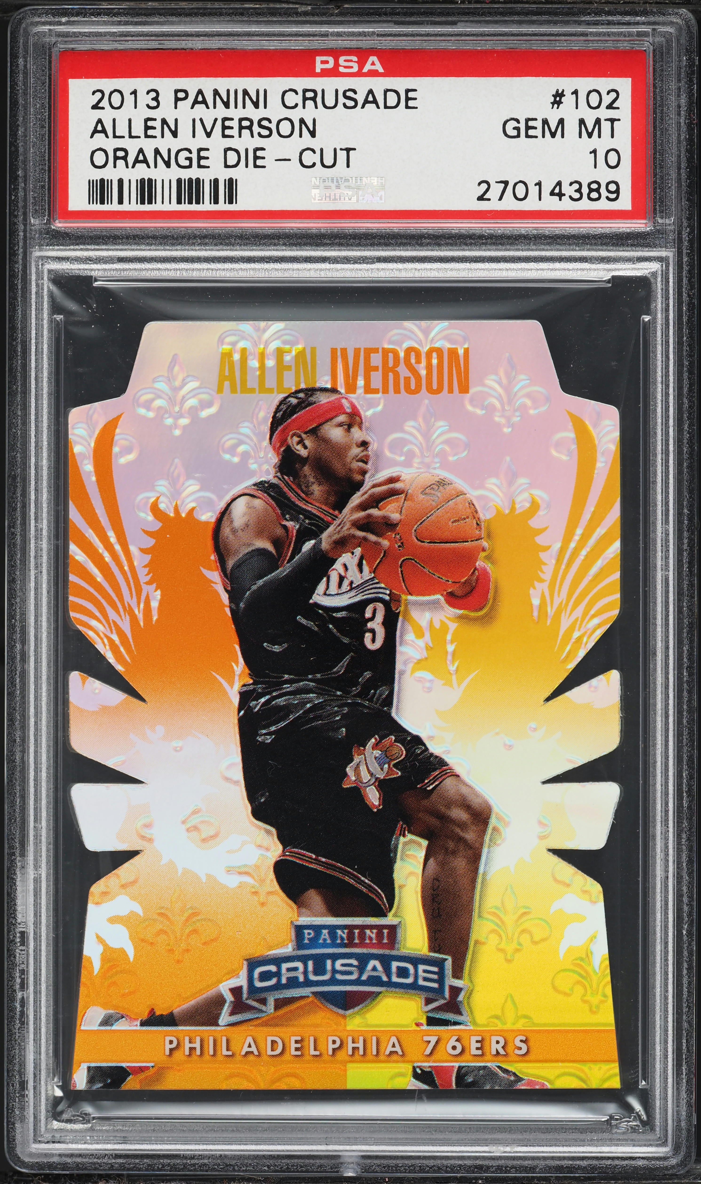 2013 Panini Crusade Orange Die Cut Allen Iverson /99 #102 PSA 10