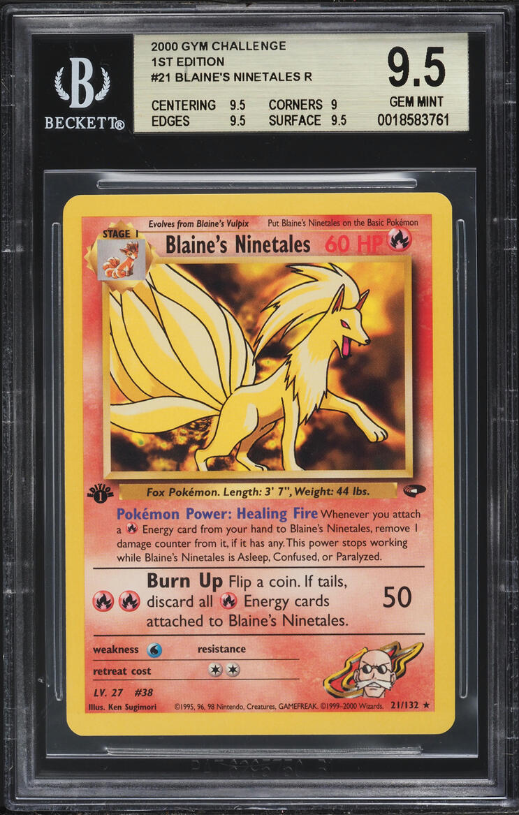 2000 Pokemon Gym Challenge 1st Edition Blaine's Ninetales #21 BGS 9.5 GEM MINT