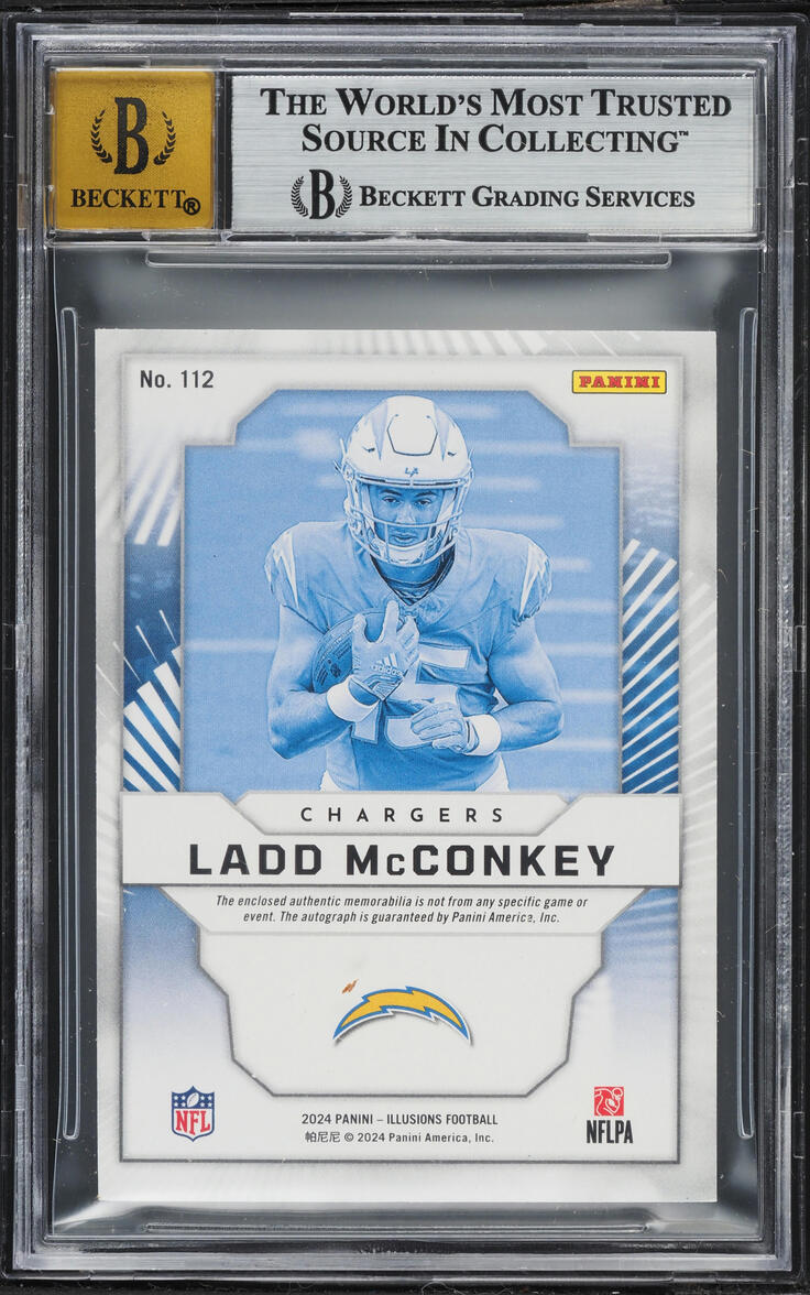 2024 Panini Illusions Ladd McConkey ROOKIE PATCH AUTO /249 #112 BGS 8.5 NM-MT+