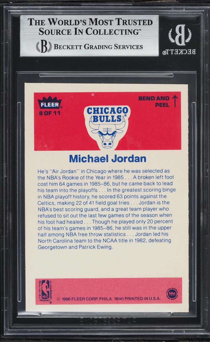 1986 Fleer Sticker Michael Jordan ROOKIE #8 BGS 5 EX