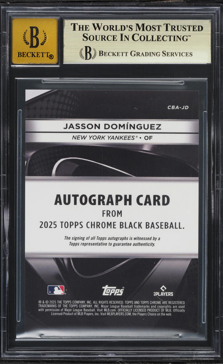 2025 Topps Chrome Black Orange Refractor Jasson Dominguez AUTO /25 #CBAJD BGS 9.5 GEM MINT