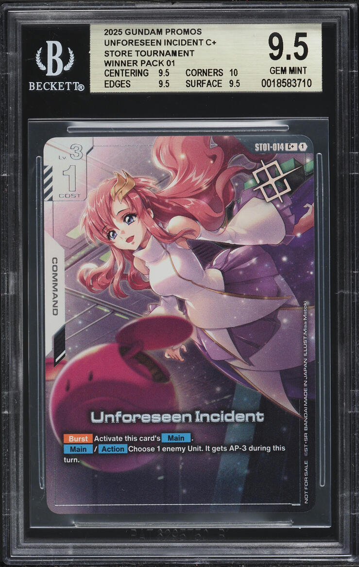 2025 Gundam Card Game Promo Store Tournament Winner 1 Unforeseen Incident C+ #ST01-014 BGS 9.5