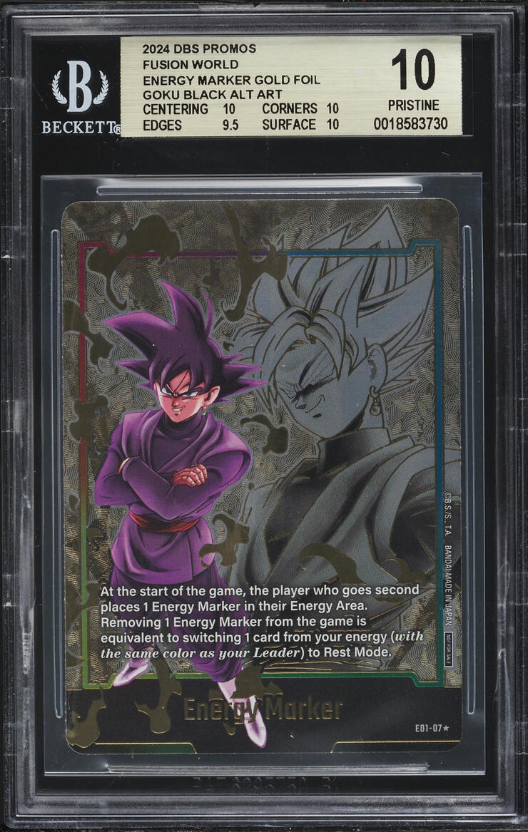 2024 Dragon Ball Super Promo Fusion World Gold Foil Energy Marker Goku Black #E01-07 BGS 10 on Fanatics Collect 2024 Dragon Ball Super Promo Fusion World Gold Foil Energy Marker Goku Black #E01-07 BGS 10 on Fanatics Collect