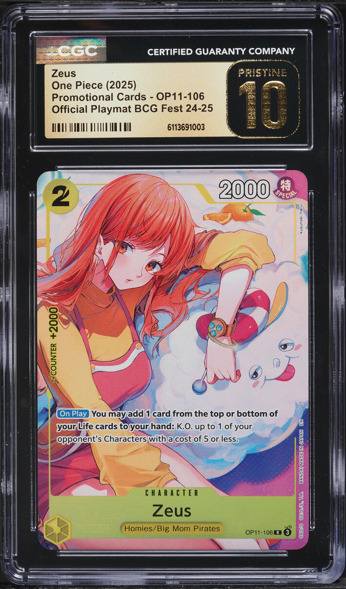 2025 One Piece Promo Official Playmat BCG Fest 24-25 Zeus #OP11-106 CGC 10 PRISTINE