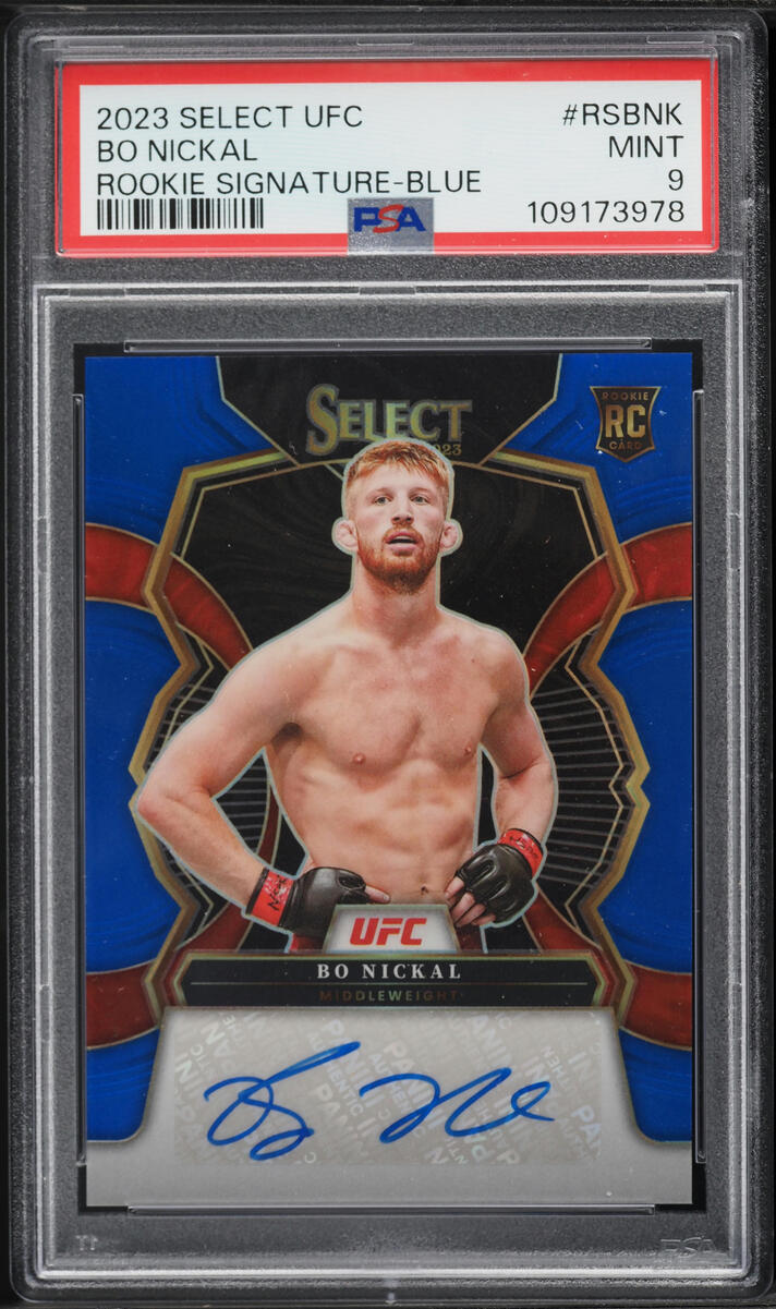 2023 Select UFC Blue Bo Nickal ROOKIE AUTO /75 #RSBNK PSA 9 MINT