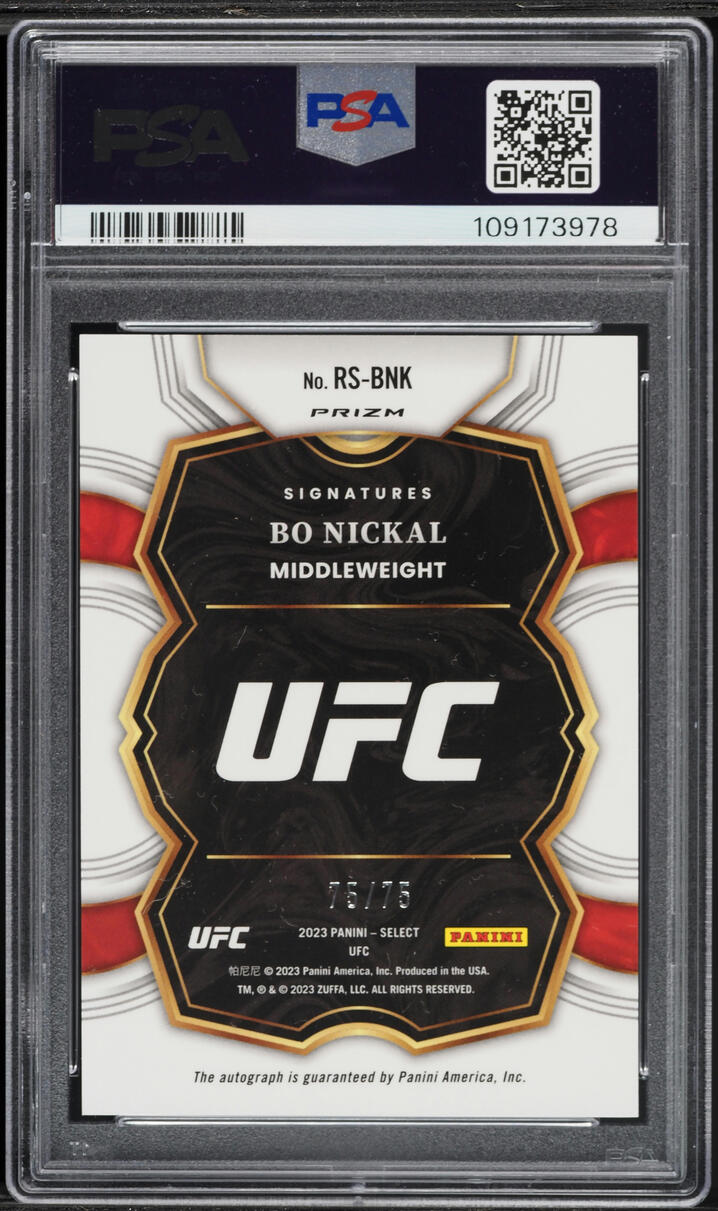 2023 Select UFC Blue Bo Nickal ROOKIE AUTO /75 #RSBNK PSA 9 MINT