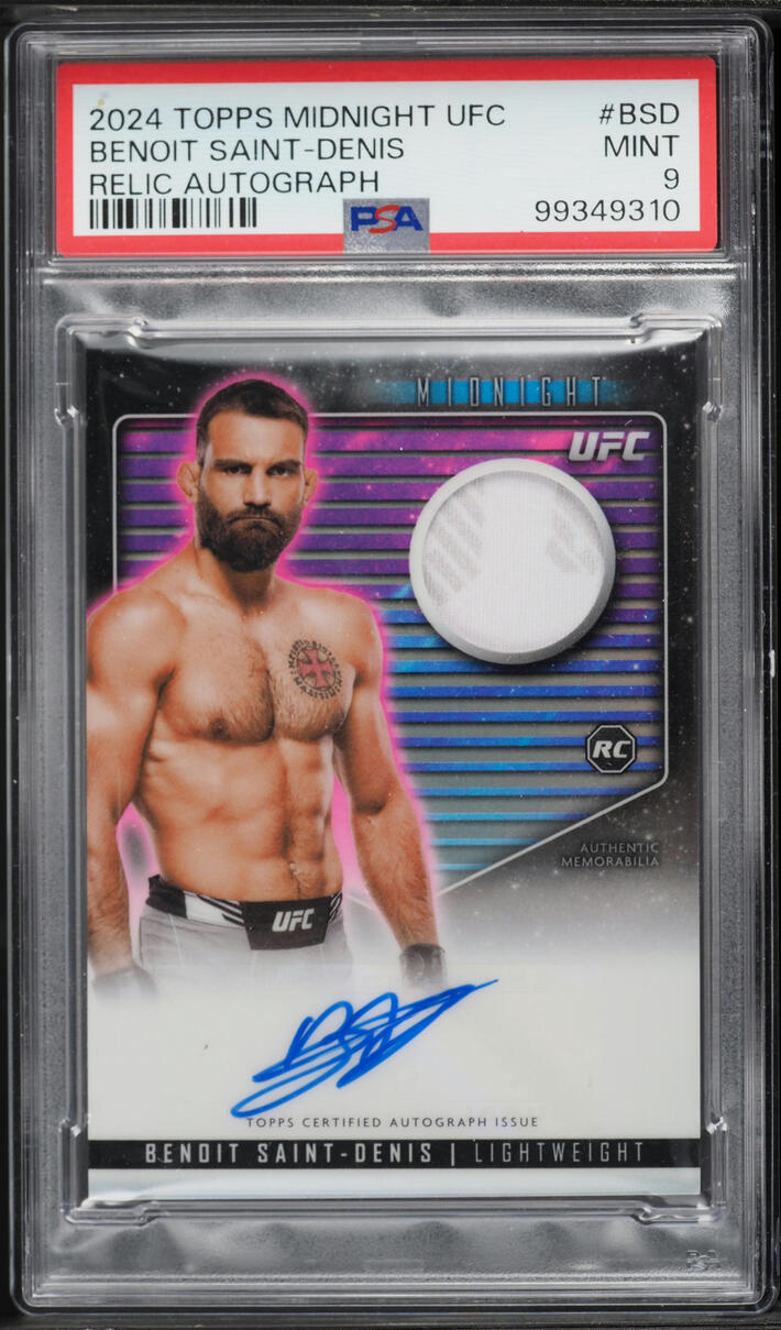 2024 Topps Midnight UFC Benoit Saint-Denis ROOKIE PATCH AUTO #BSD PSA 9 MINT