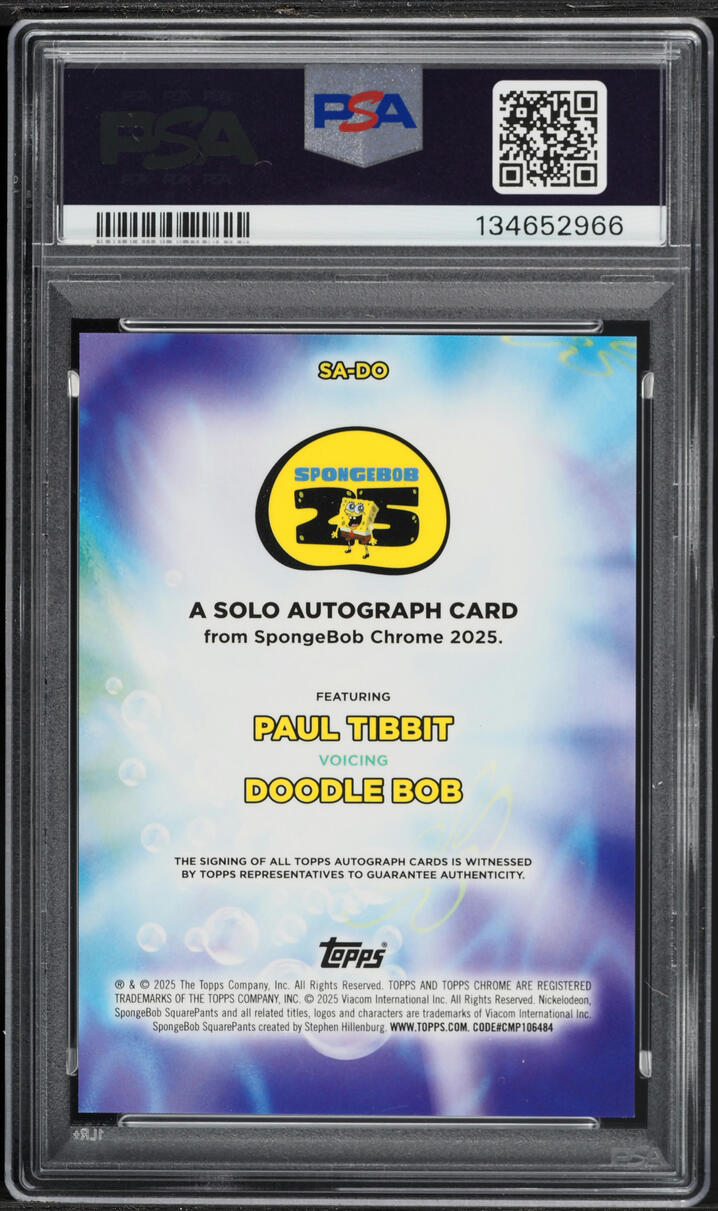 2025 Topps Chrome Spongebob 25th Anniversary Solo Paul Tibbitt