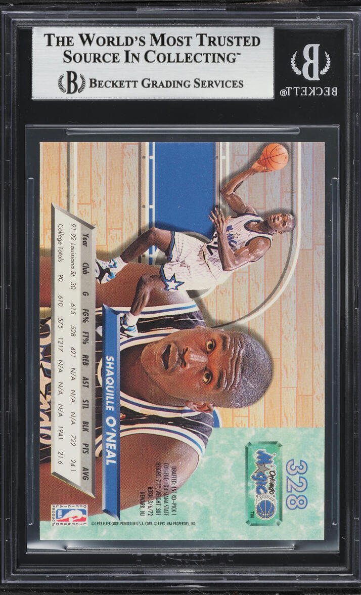 1992 Ultra Basketball Shaquille O'Neal ROOKIE #328 BGS ALTERED AUTH