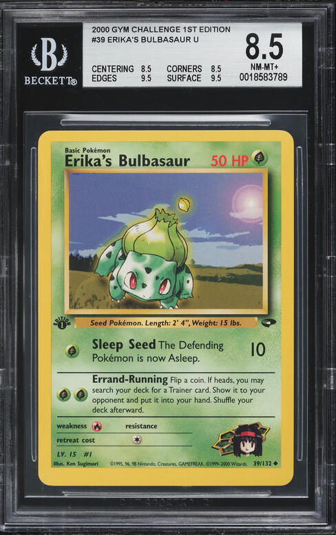 2000 Pokemon Gym Challenge 1st Edition Erika's Bulbasaur #39 BGS 8.5 NM-MT+