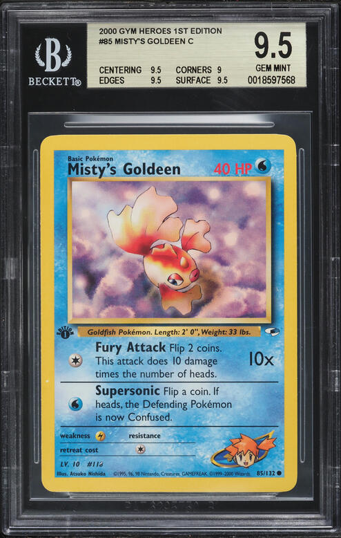 pokemon goldeen card 1998 Japanese Gym Booster 1 Leaders' Stadium Misty's #118 CGC 9.5 MINT+ on Fanatics Collect Goldeen HP50 2024 Reverse Holo
