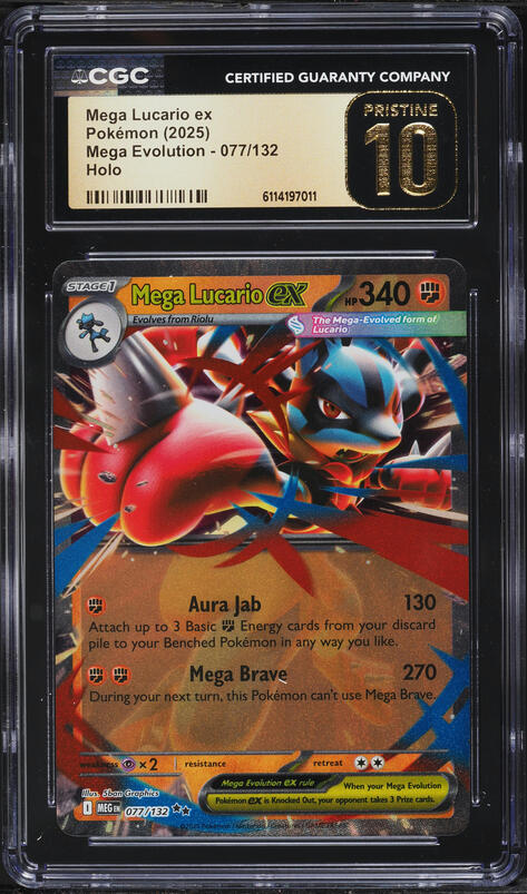 2025 Pokemon Mega Evolution Holo Mega Lucario ex #77 CGC 10