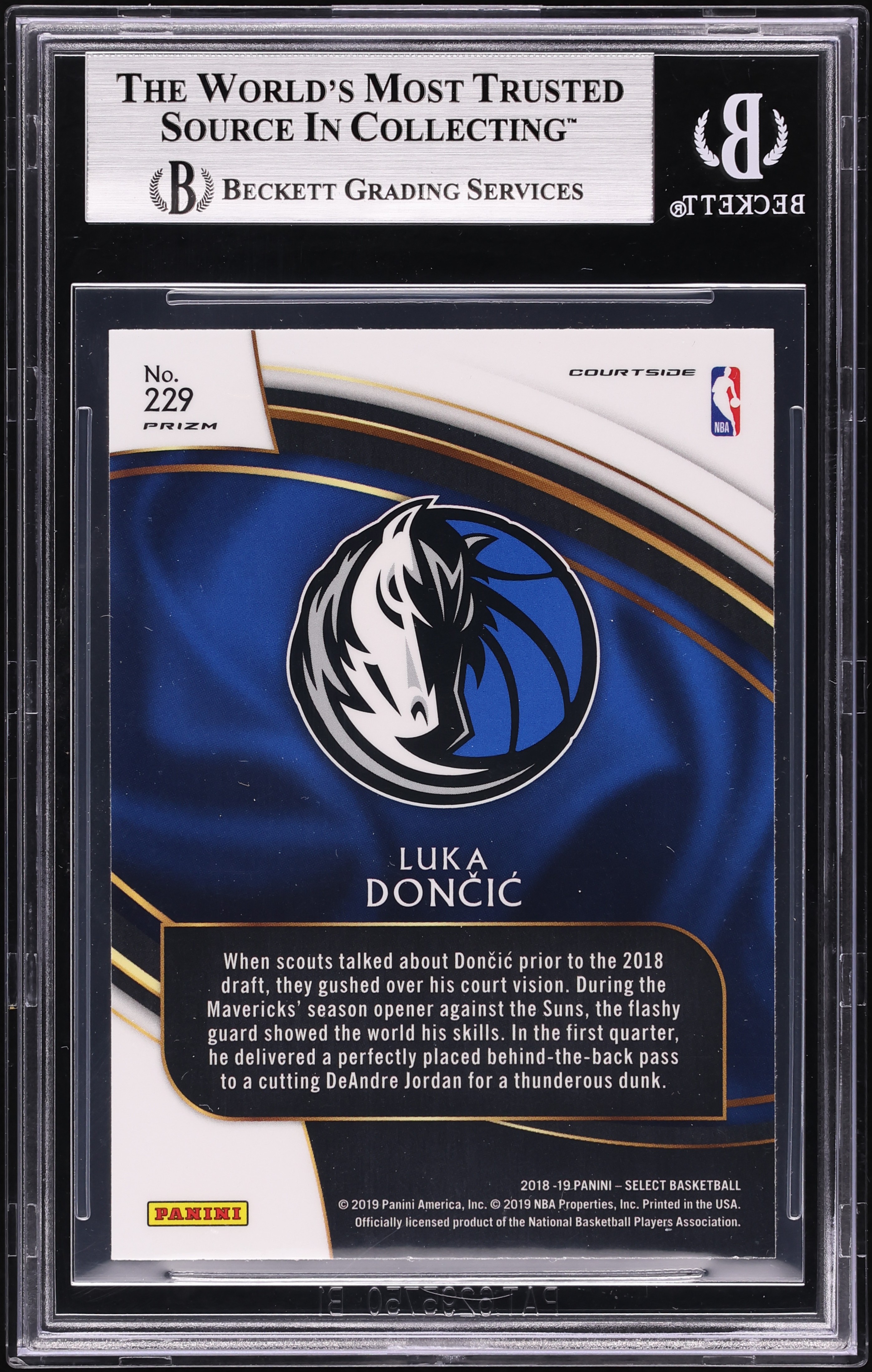 2018 Select Courtside Silver Prizm Luka Doncic ROOKIE #229 BGS 9