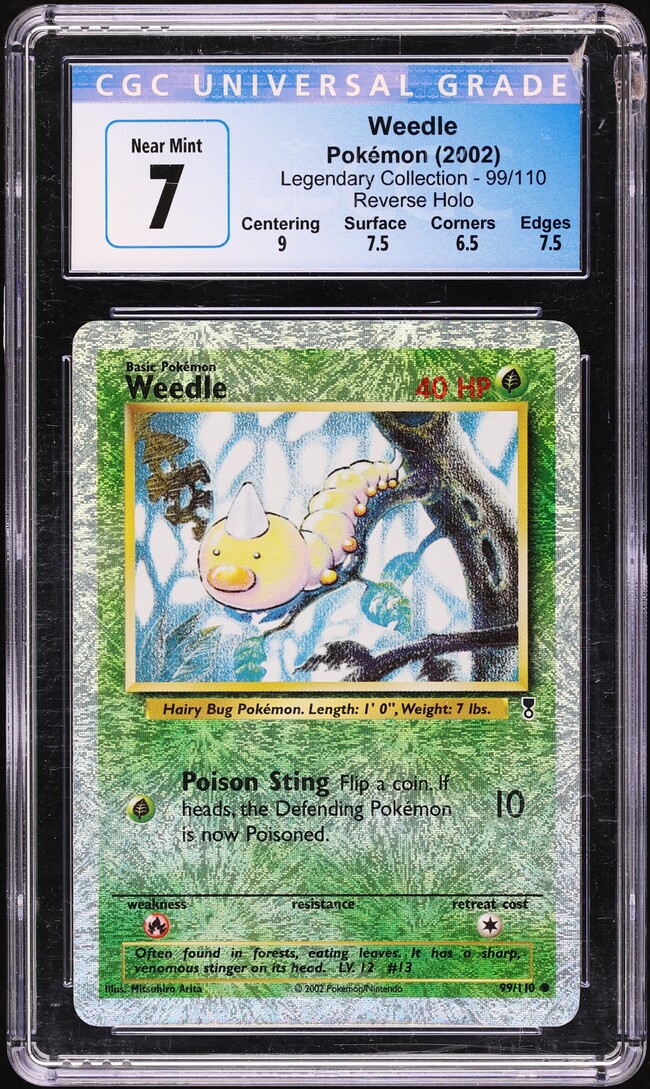 2002 Pokemon Legendary Collection Reverse Holo Weedle #99 CGC 7 NRMT