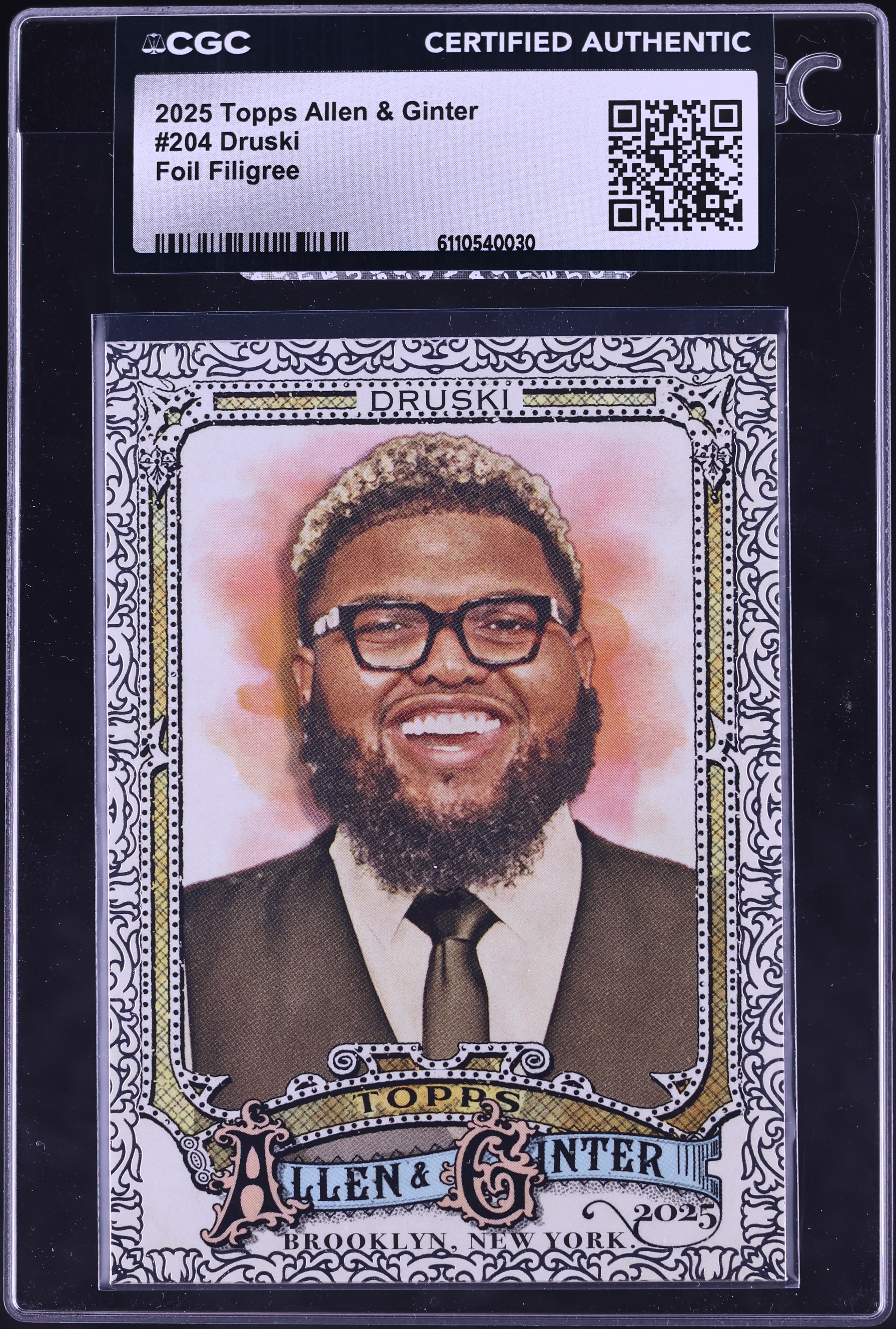 2025 Topps Allen & Ginter Foil Filigree Druski #204 CGC AUTH on 