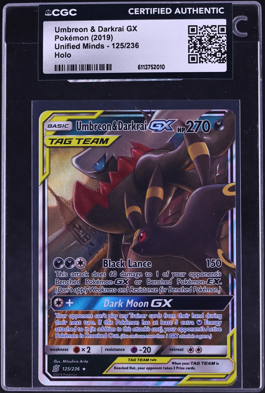 2019 Pokemon Sun & Moon Unified Minds Holo Umbreon & Darkrai GX #125 CGC AUTH