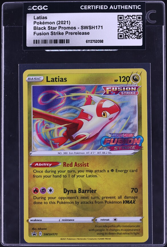 2021 Pokemon Sword & Shield Promo Fusion Strike Prerelease Holo Latias #SWSH171 CGC AUTH