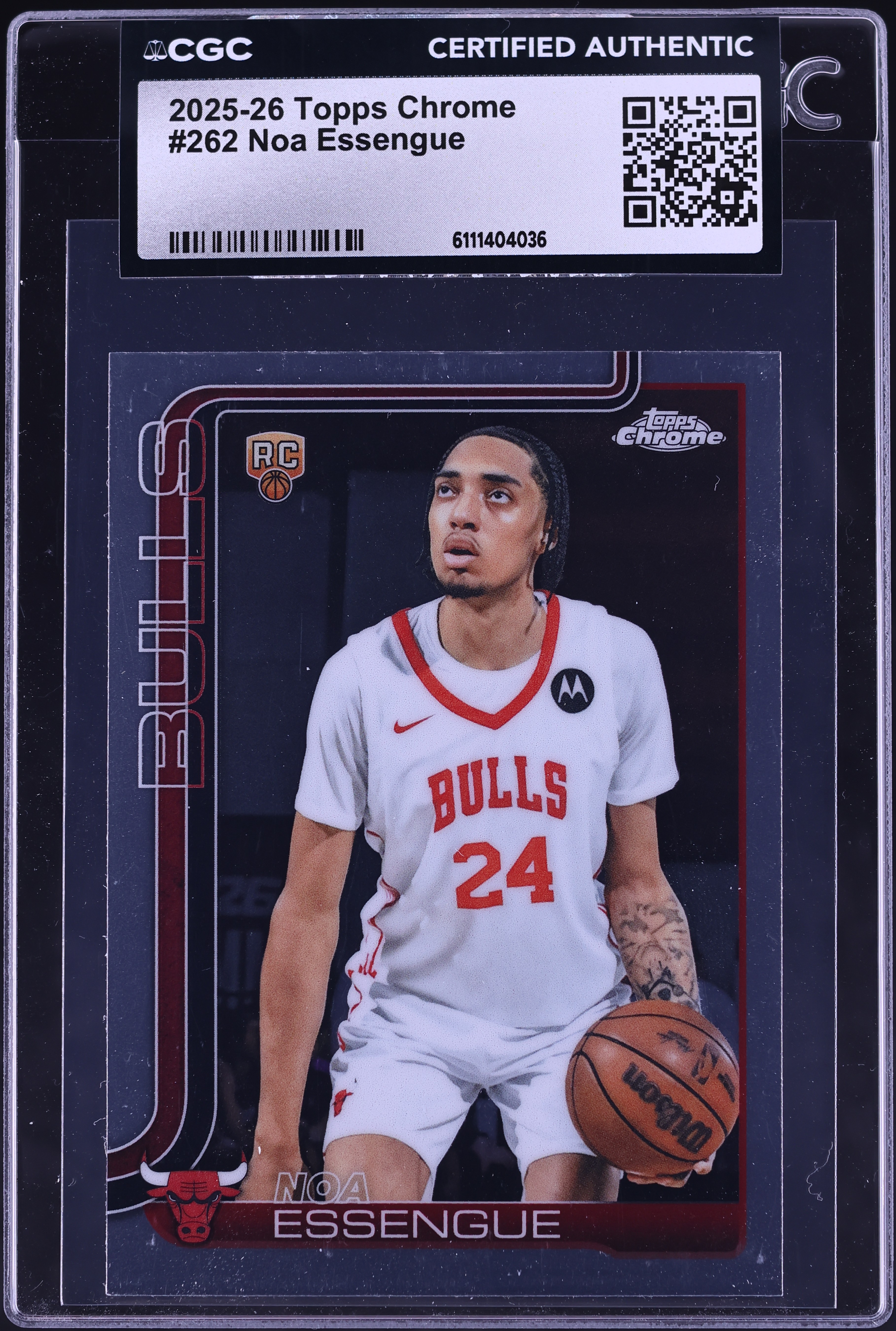 2025 Topps Chrome Basketball Noa Essengue ROOKIE #262 CGC AUTH on 
