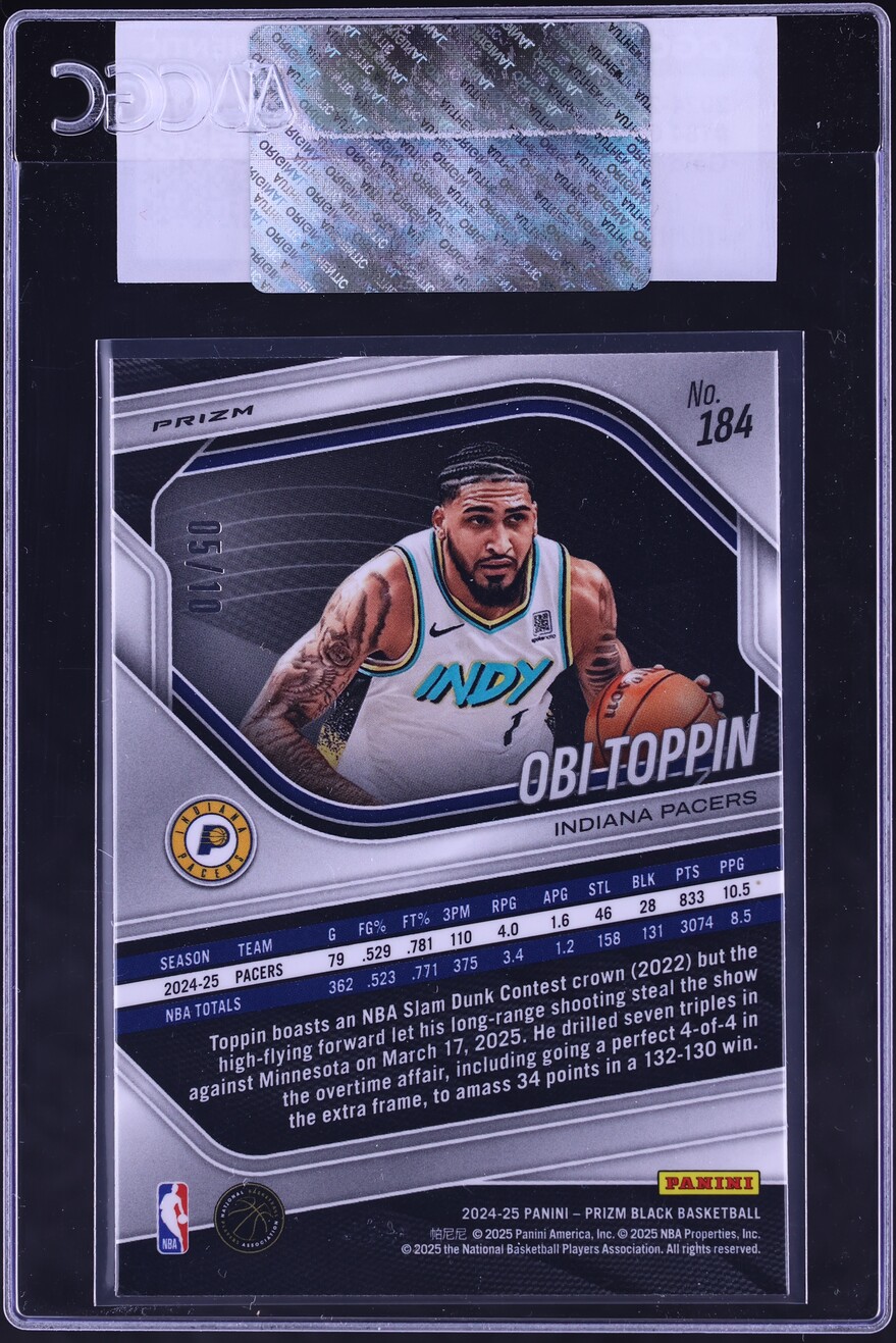 2024 Panini Prizm Black Gold Obi Toppin /10 #184 CGC AUTH