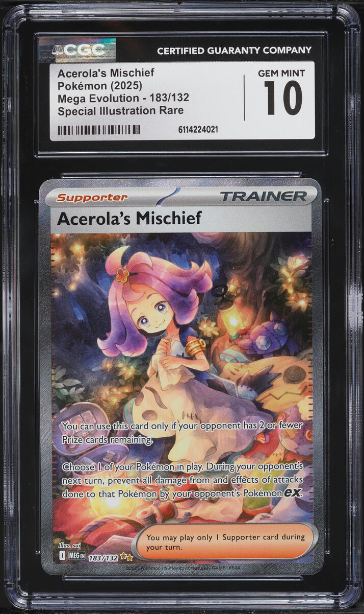2025 Pokemon Mega Evolution SIR Acerola's Mischief #183 CGC 10 GEM MINT