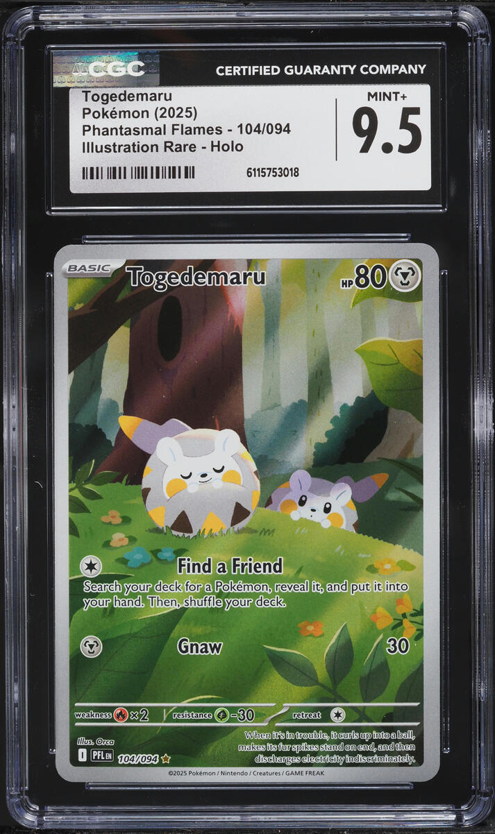 togedemaru pokemon card 2025 Pokemon Mega Phantasmal Flames IR Togedemaru #104 CGC 9.5 MINT+ on  Fanatics Collect