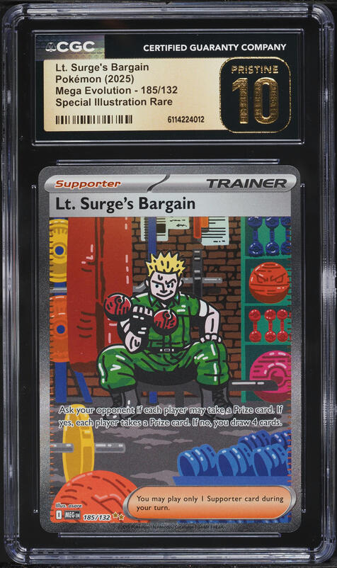 2025 Pokemon Mega Evolution SIR Lt. Surge's Bargain #185 CGC 9 MINT on  Fanatics Collect