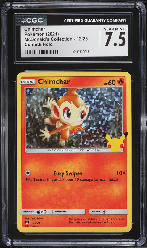 2021 Pokemon Sword & Shield McDonald's Collection Holo Chimchar #12 CGC 7.5 NRMT+